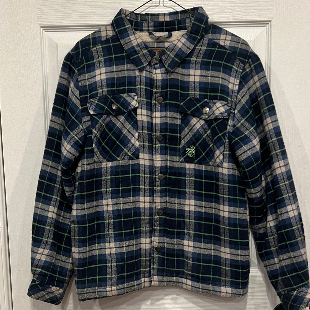 Legendary Whitetails Blue and Green Plaid flannel jacket YL